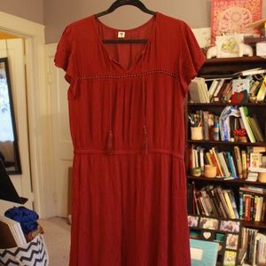 Wine Red Old Navy Crinkle-Gauze Dress